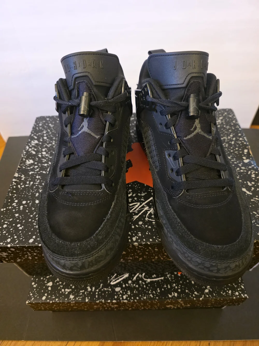 Jordan Men's All-Black Suede & Leather Low-Top Sneakers